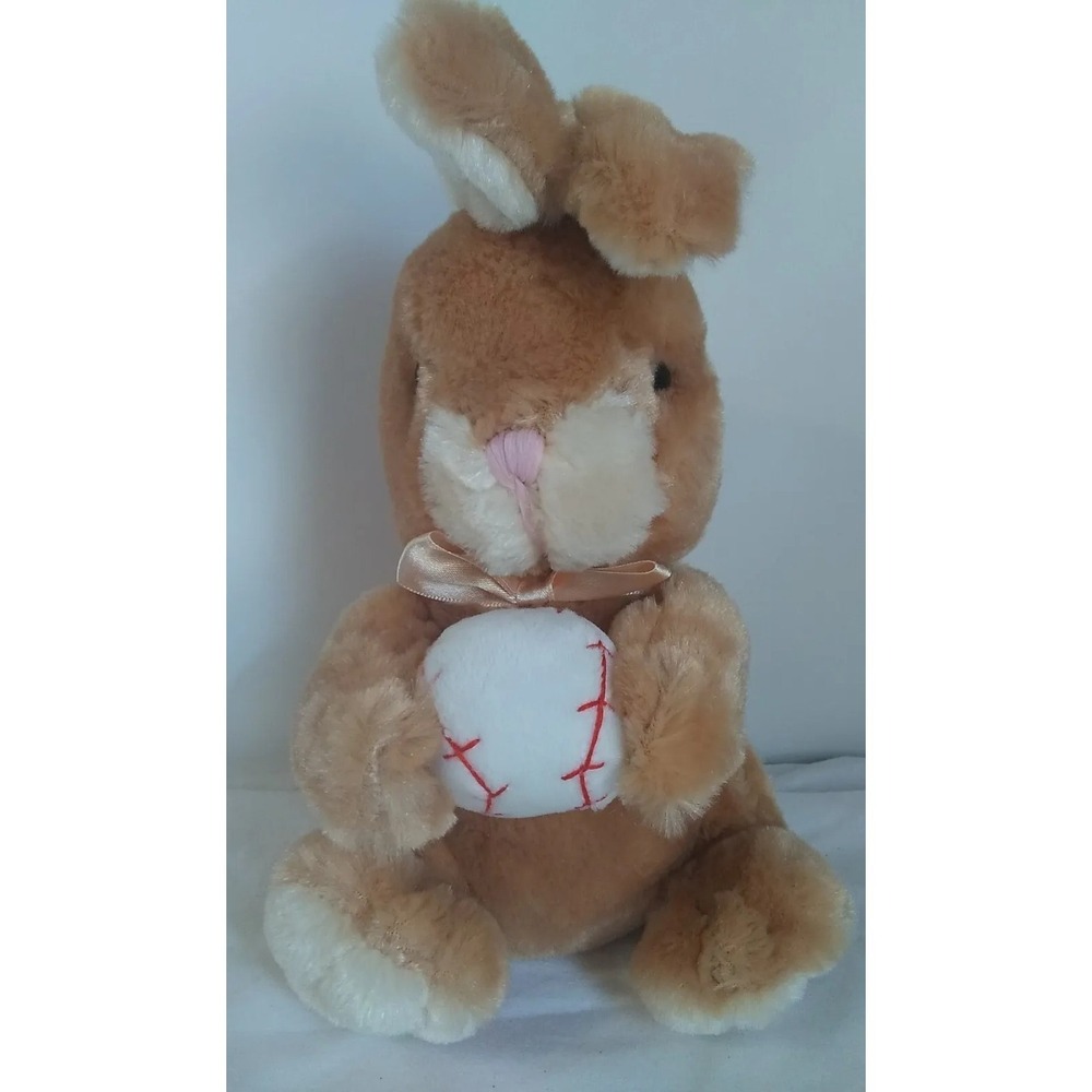 Plush Bunny Rabbit Baseball Stuffed Tan 10" Sitting Dan Dee Spring Easter